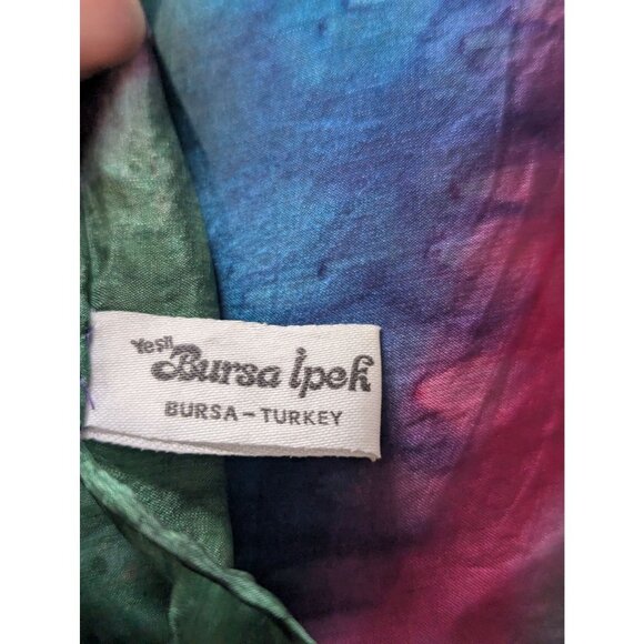 Handmade Bursa Ipek 100% Silk Scarf Multicolor Tie-Dye Design Made In Turkey - Picture 3 of 7